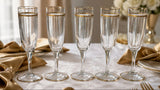 Vintage French Crystal Champagne Flute with Etched pattern and Gold Ribbon (5)