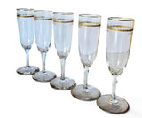 Vintage French Crystal Champagne Flute with Etched pattern and Gold Ribbon (5)