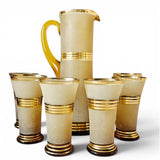 MCM Sugar frosted and gold plated glass cocktail jug and tumblers set