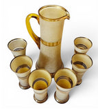 MCM Sugar frosted and gold plated glass cocktail jug and tumblers set