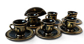 1970s Spyropoulos 24k Greek 6 x coffee Cup & Saucer & napkin holder