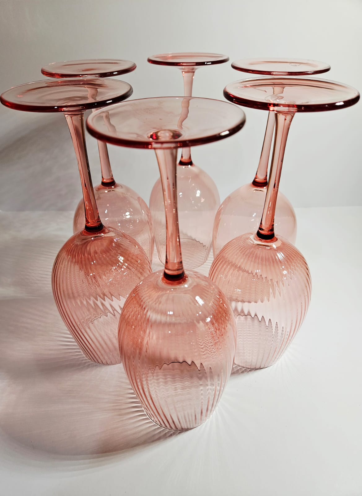 6pc Tempa Thalia 420ml Stemmed Crystal Wine Glass Goblet Set Pink Quartz