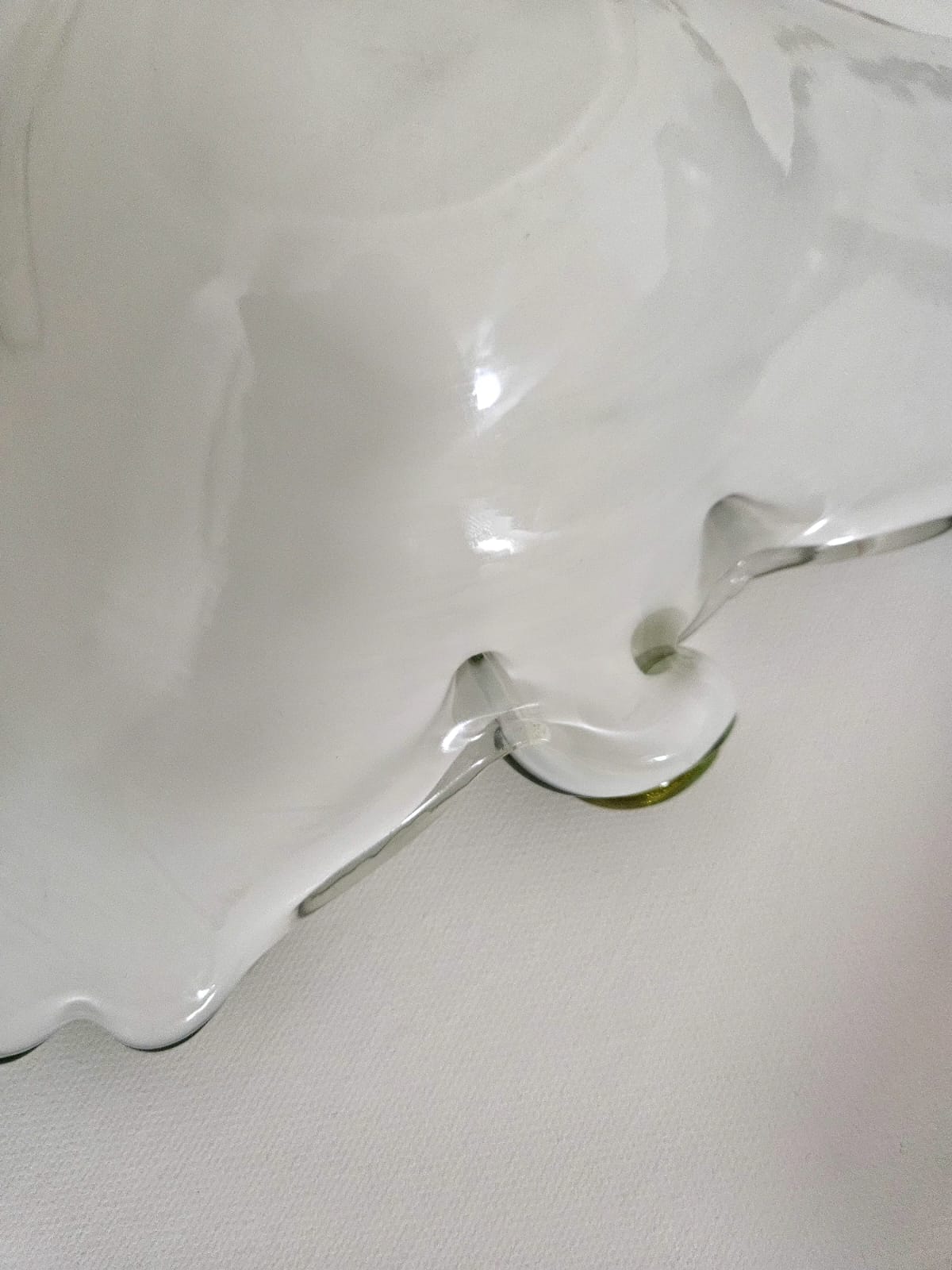 Vintage Green White w/ Copper Aventurine Art Glass Bowl, Fratelli Toso, Murano Italy