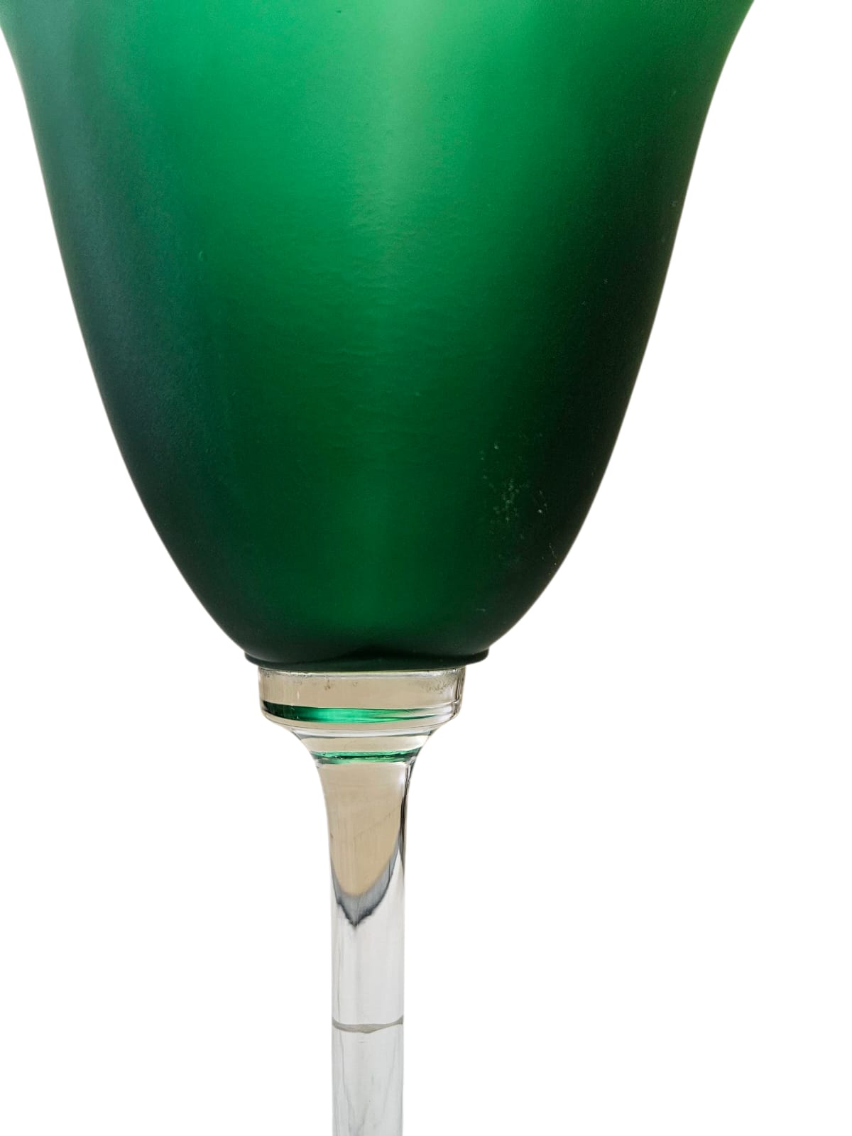 Vintage Portugal Handmade Green Frosted Glass Tulip Vase