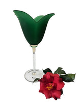 Vintage Portugal Handmade Green Frosted Glass Tulip Vase