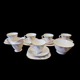 Service à thé vintage toscan en porcelaine fine, 17 pièces, vers 1930