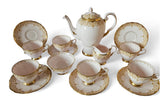 Vintage Tuscan Bone China "Montroe" Blush Pink & Gold 15 pcs Tea set 1940s