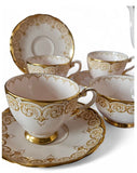 Vintage Tuscan Bone China "Montroe" Blush Pink & Gold 15 pcs Tea set 1940s