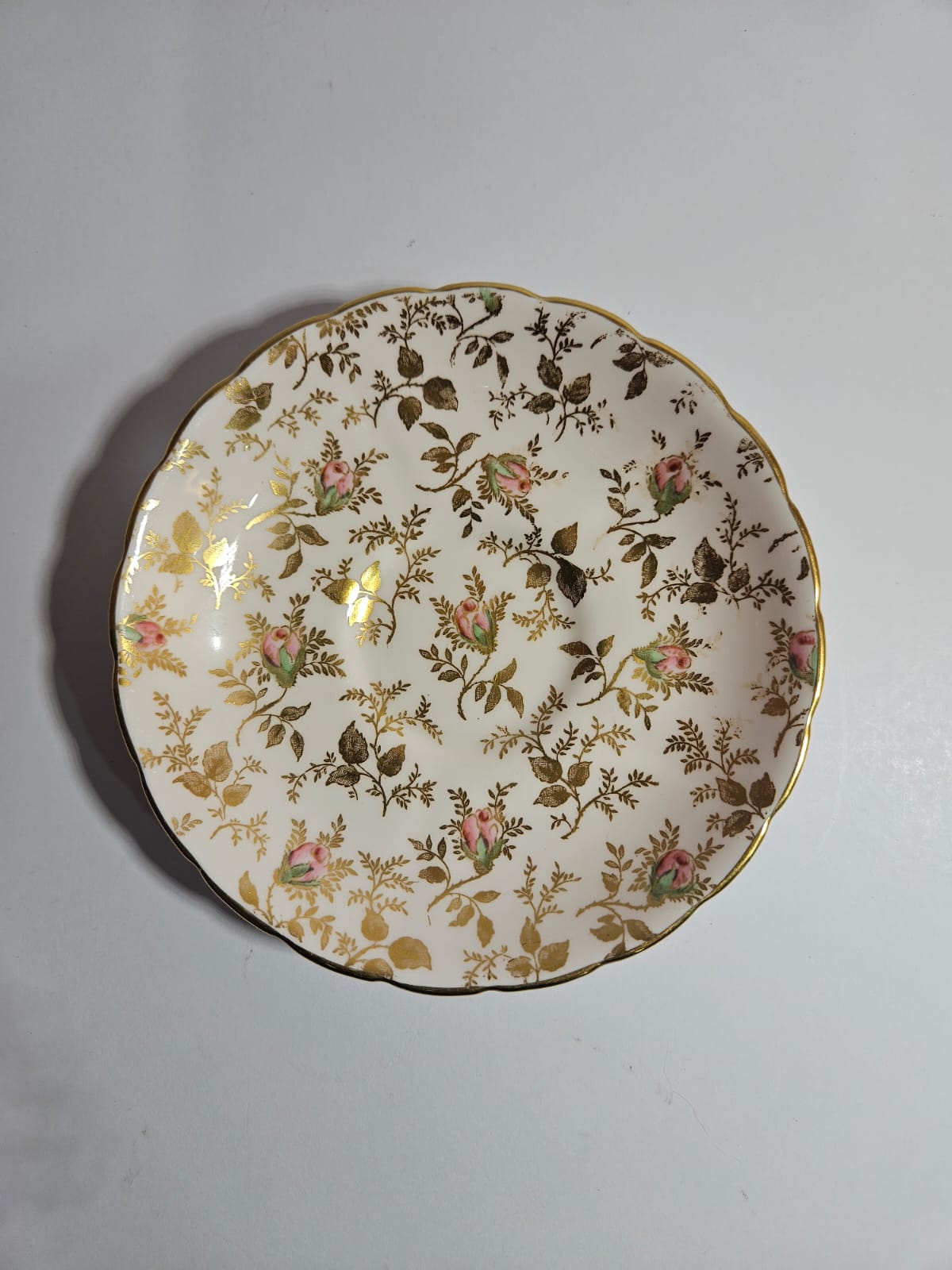 Vintage Royal Tuscan SUNSHINE Gold and Pink Chintz Trio c1950