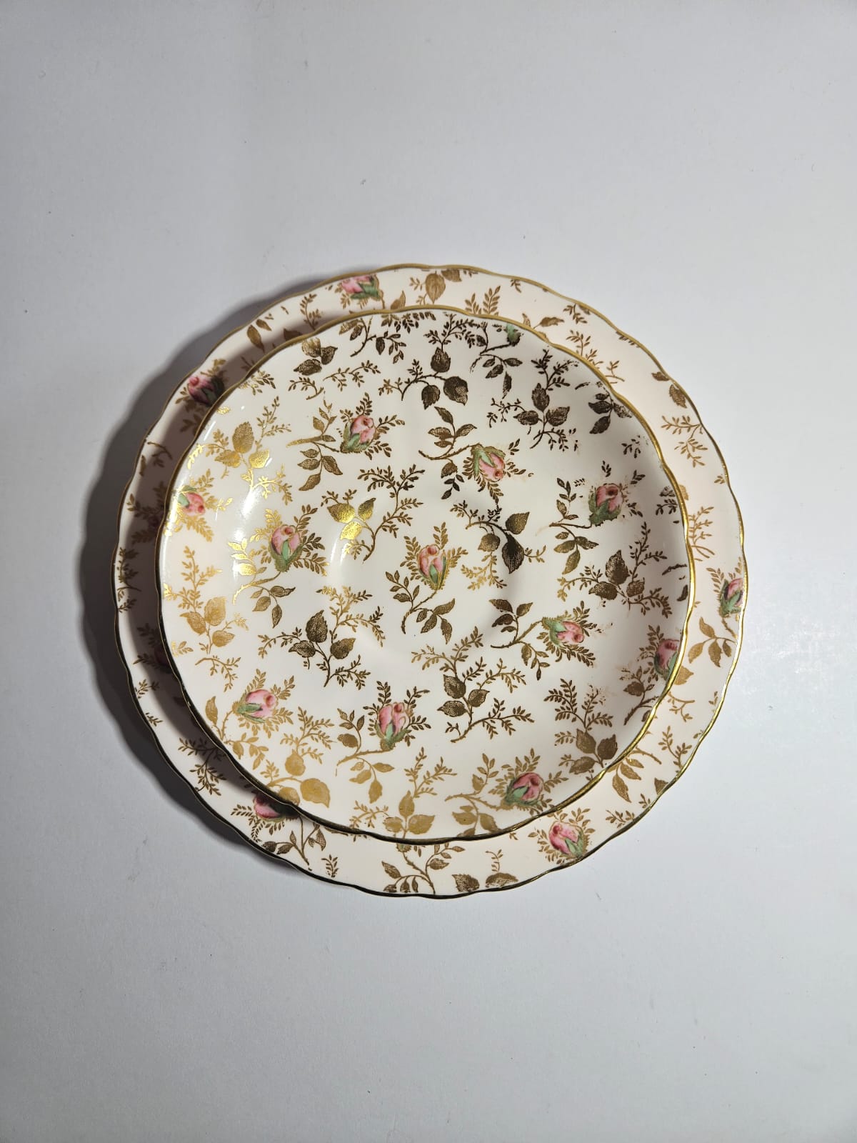 Vintage Royal Tuscan SUNSHINE Gold and Pink Chintz Trio c1950