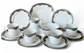 Union K Fine Bone China Floral Band 15 pcs Teaset Made In Czechoslovakia