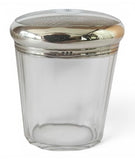 Antique Glass Faceted Oval Vanity Jar with Sterling Silver lid - London 1926