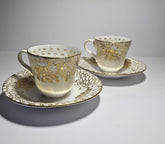 Duos en porcelaine peinte à la main, style Vieux Paris, dorure à l'or fin, vers 1860