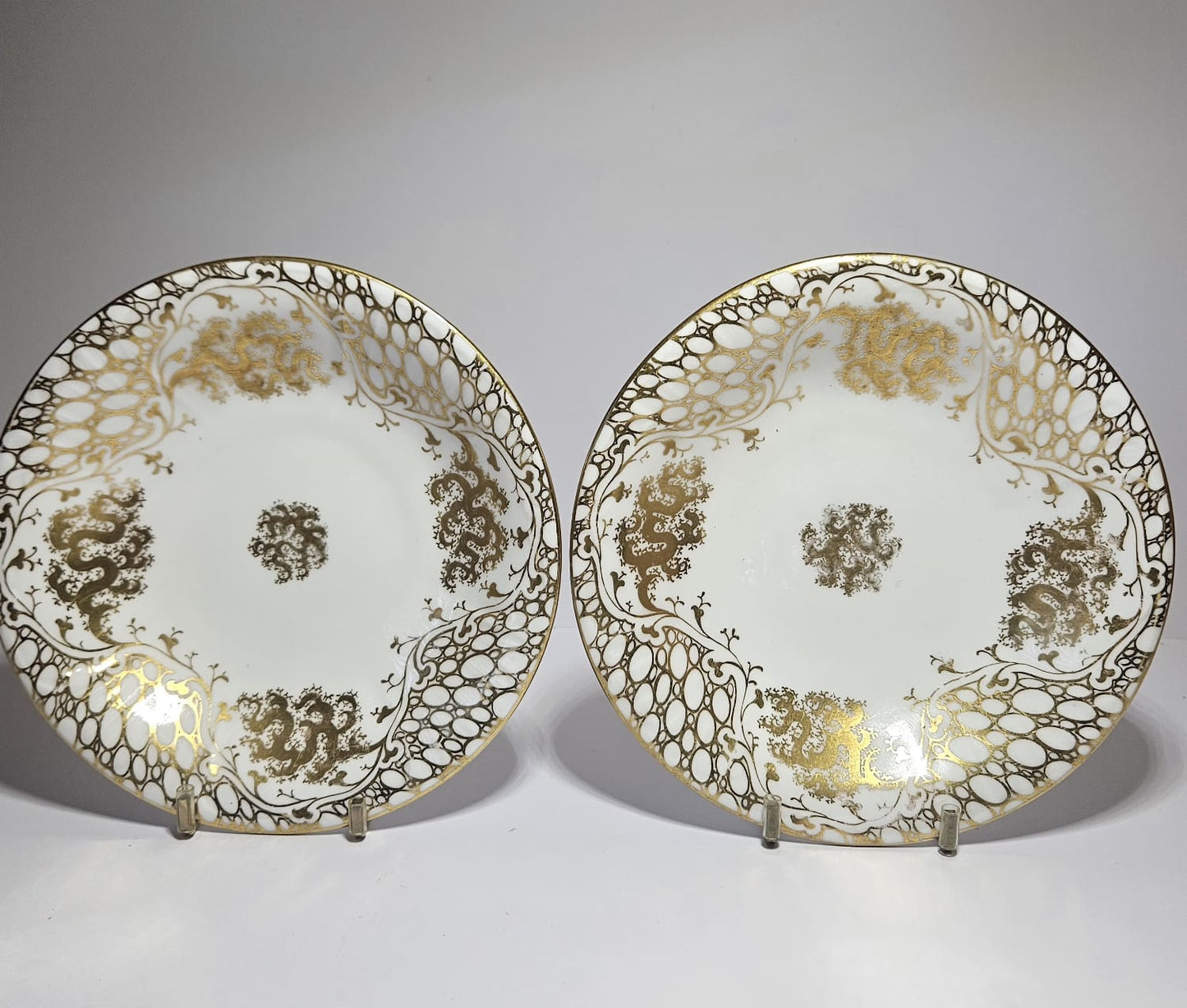 Antique Vieux Paris hand-painted Porcelain Duos - Gold gilding circa 1860