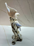 Blue Jays on a branch Collectible figurine hand painted c.1980