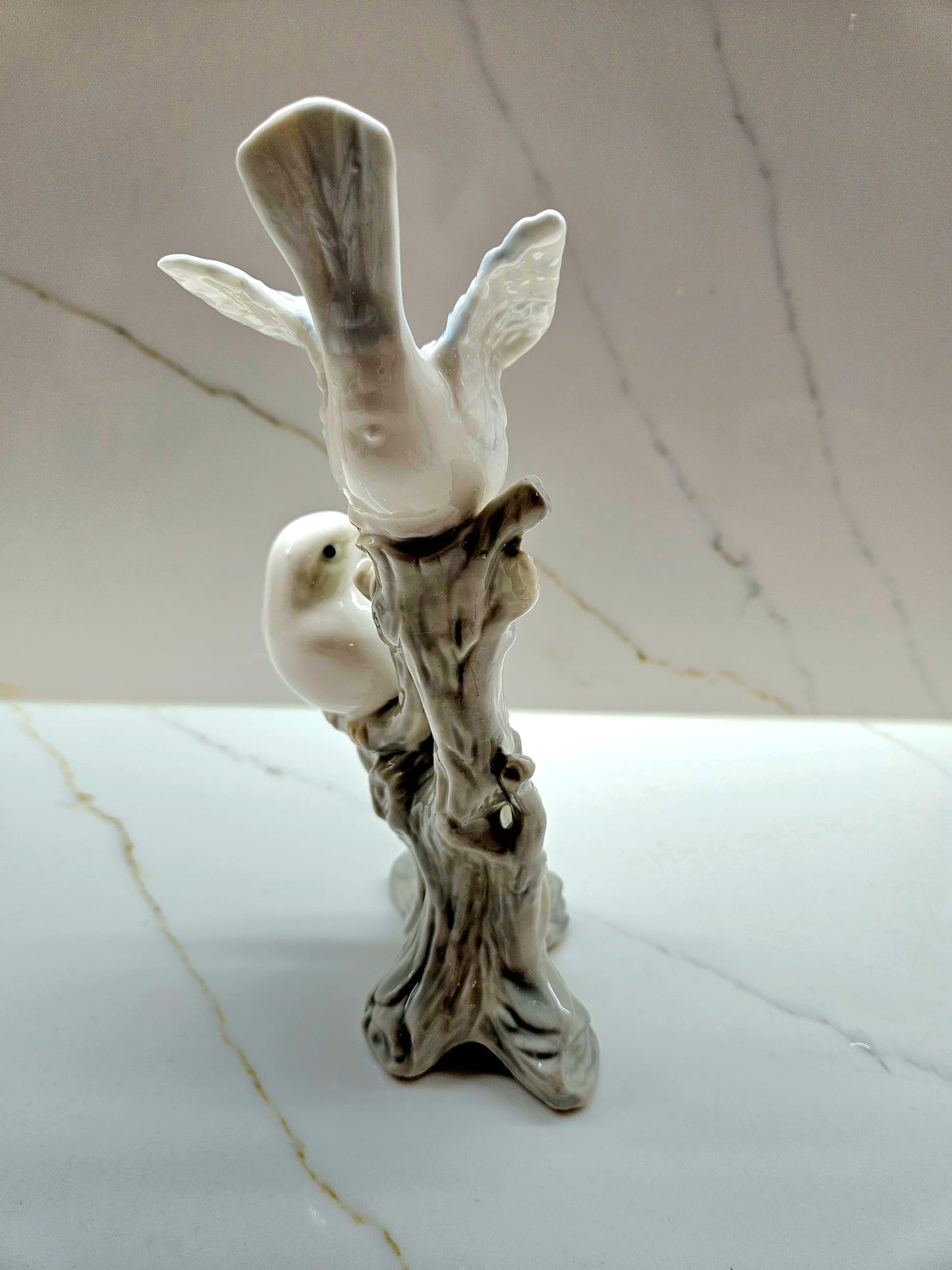 Blue Jays on a branch Collectible figurine hand painted c.1980