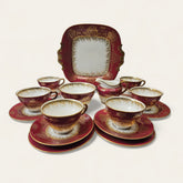 Service à thé Coalport marron et or, vintage ancien, pour 6 personnes