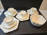 Service à thé en porcelaine fine ancienne raffinée, 13 pièces, par Phoenix TF & S, vers 1920