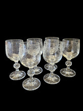 Vintage Set of 6 Import Bohemia Assoc Cascade Etched Ball Stem Cordial Goblets