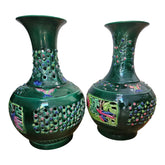 Pair of large Chinese glazed reticulated Vases Qianlong style