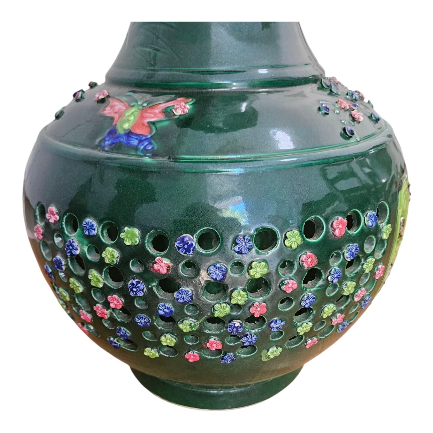 Pair of large Chinese glazed reticulated Vases Qianlong style