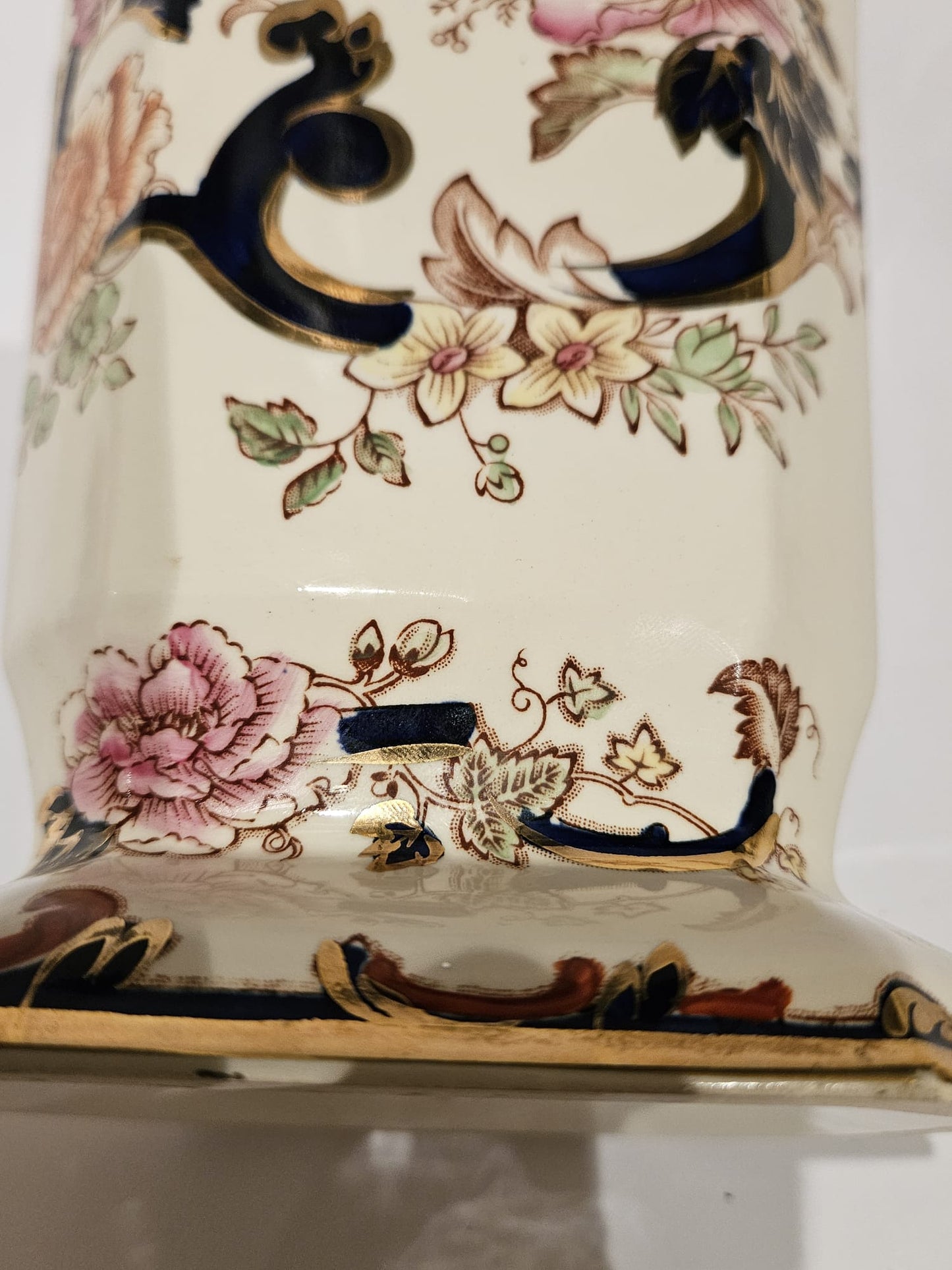 Large Mason's Ironstone Blue "Mandalay" vase c.1940