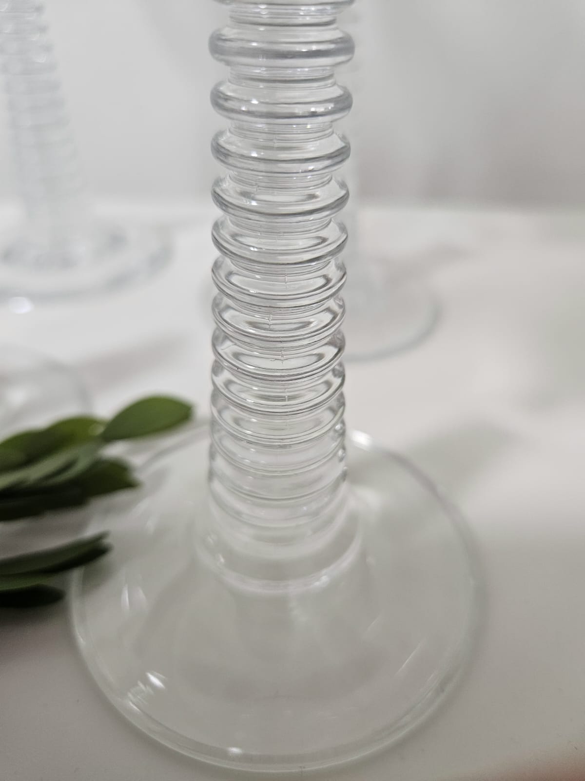 Vintage High stem ribbed wine goblets, set of 4