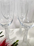 Vintage High stem ribbed wine goblets, set of 4