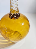 Vintage Yellow Empoli Brandy Balloon MCM Art Glass Optical Rib Long Twist Stem