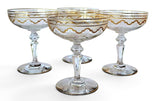 Antique St Louis Crystal Champagne Coupes Beethoven Pattern, 24K gild (Set of 4)