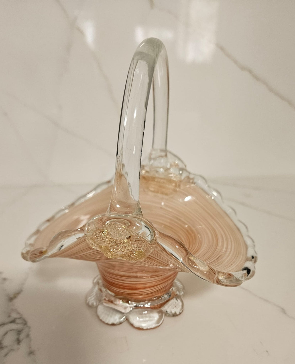 1950s Dino Martens Murano for Aureliano Toso glass basket