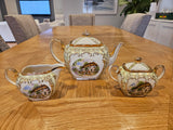 Vintage 1940 SADLER Tea Pot, sugar Bowl and cream Jug "Cottage " design Sa67