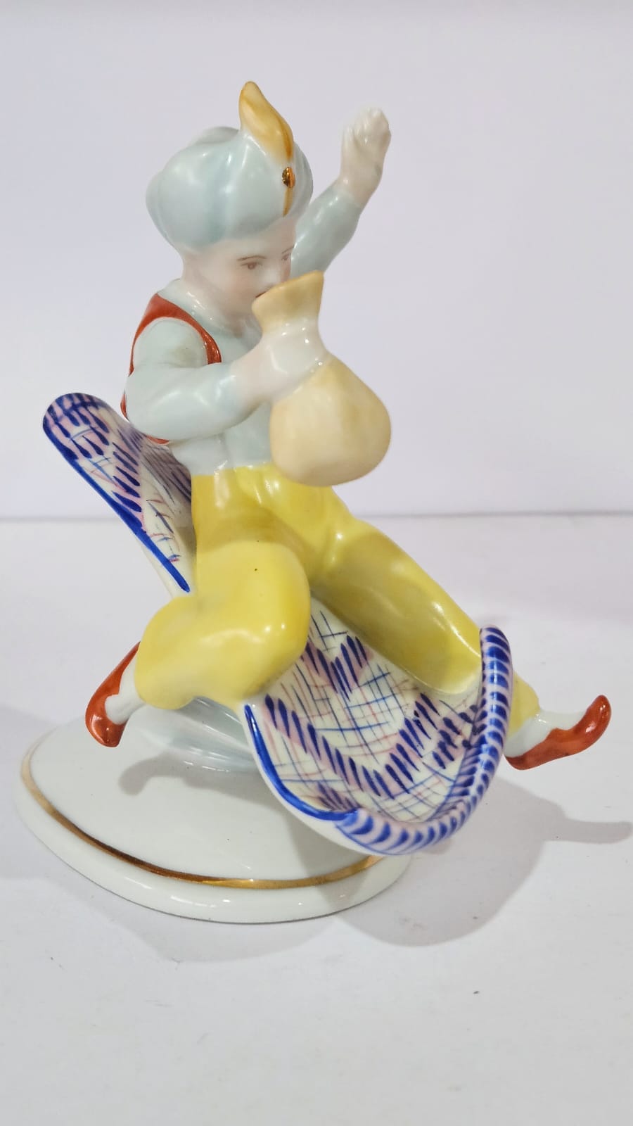 Hollohaza Hungary Porcelain "Aladdin On A Magic Carpet" Figurine