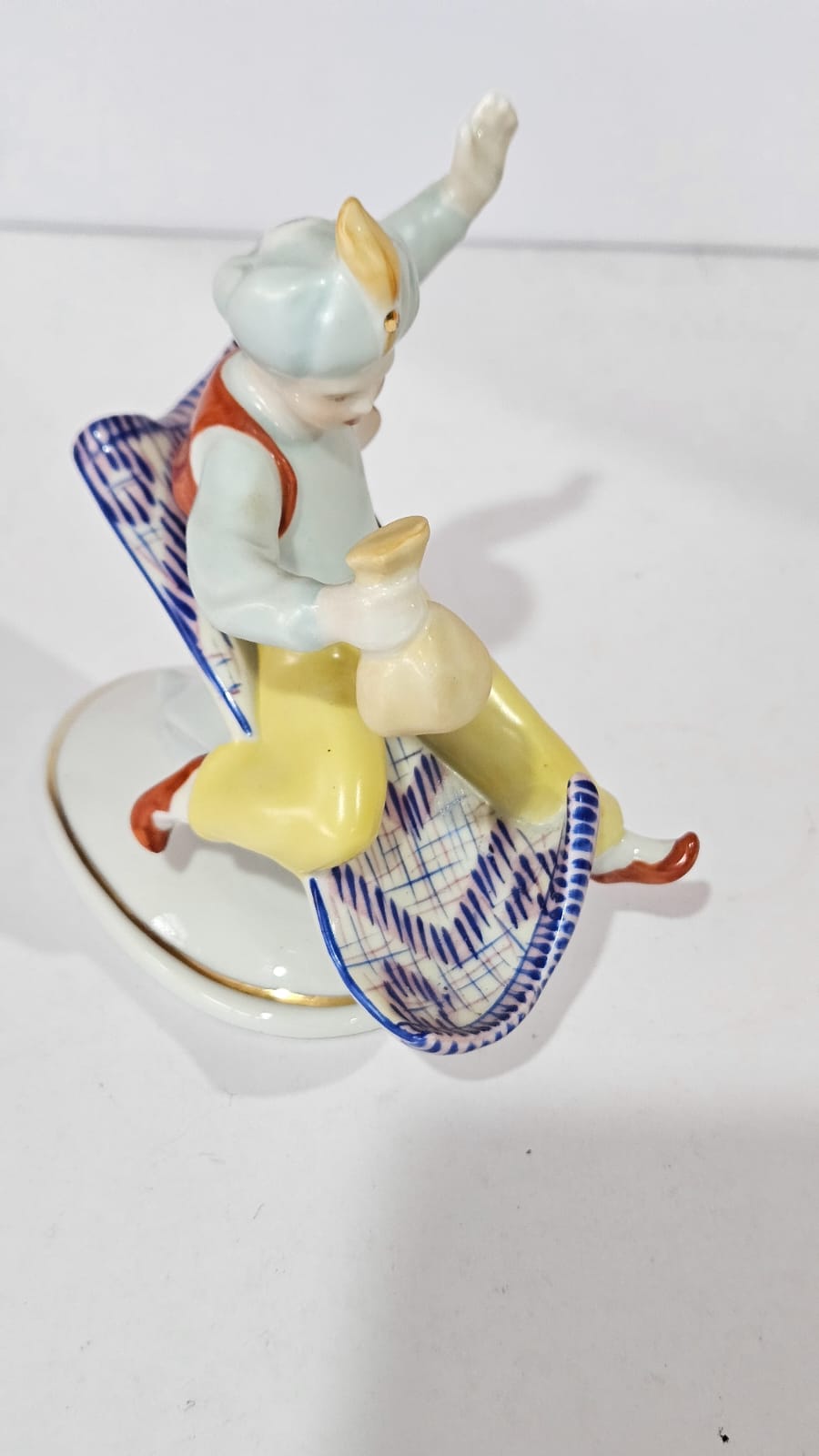 Hollohaza Hungary Porcelain "Aladdin On A Magic Carpet" Figurine