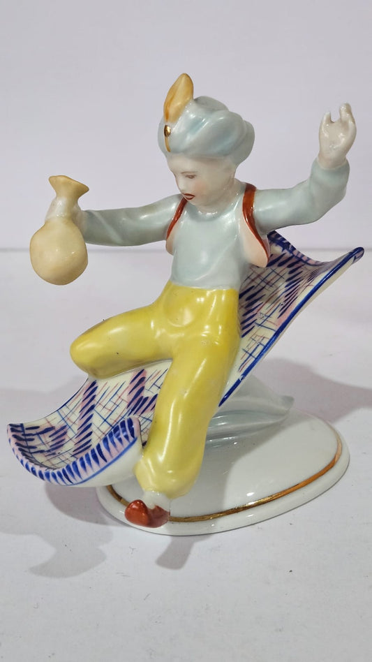 Hollohaza Hungary Porcelain "Aladdin On A Magic Carpet" Figurine