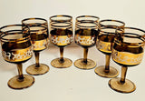Vintage Amber Decanter Set with 6 Glasses Bohemia Crystal Czechoslovakia