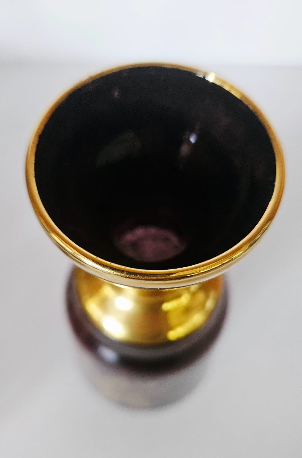 Vintage Venetian Amethyst Glass Liquor Decanter & Glasses, Enamel Flowers c1970s