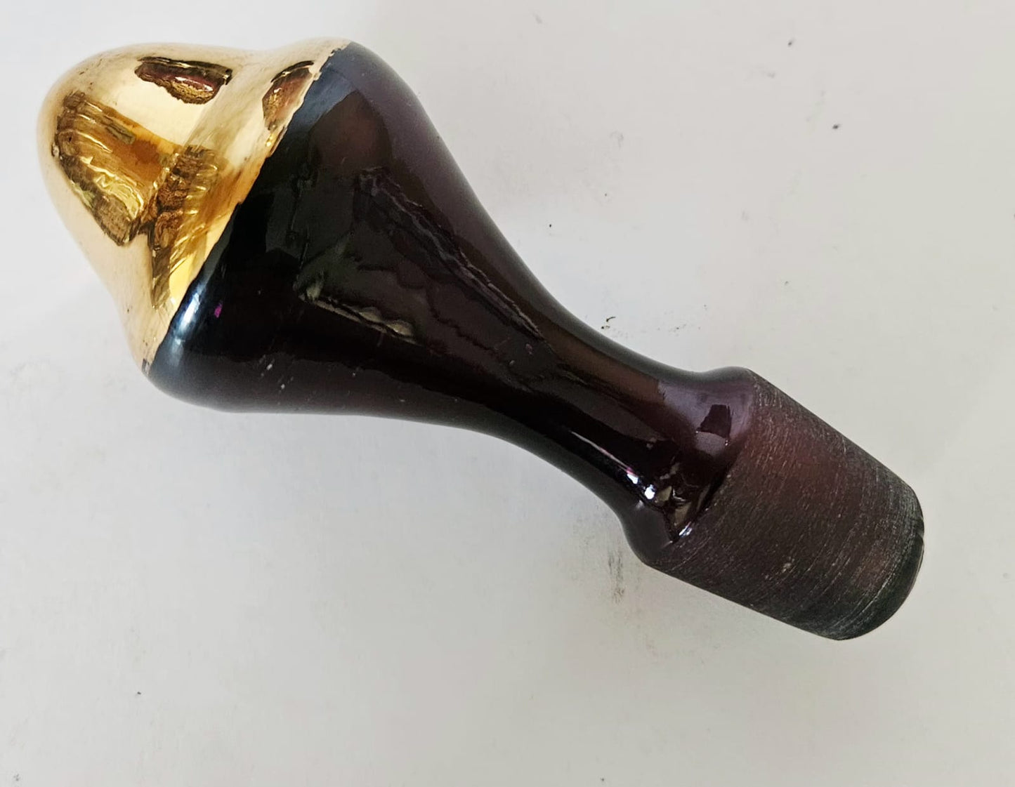 Vintage Venetian Amethyst Glass Liquor Decanter & Glasses, Enamel Flowers c1970s