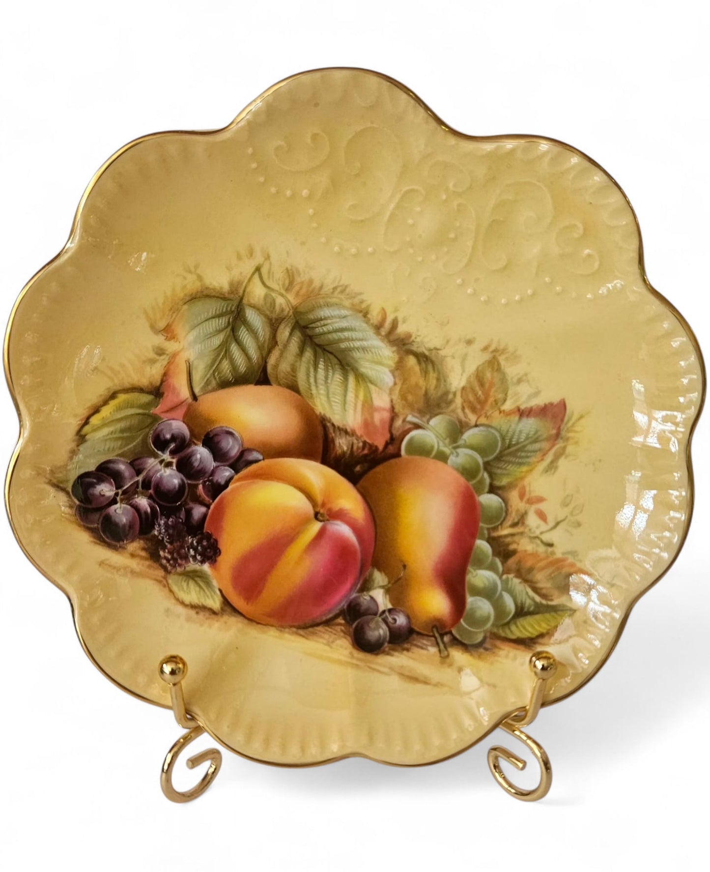 Aynsley "Orchard Gold" scalloped edge bonbon tray and bud vase