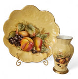 Aynsley "Orchard Gold" scalloped edge bonbon tray and bud vase