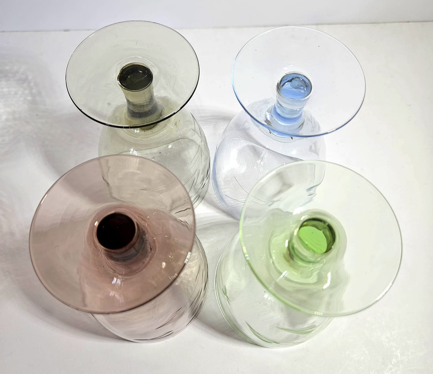 4 x Harlequin Short Stemmed Wine / Water Glasses with Etched Floral Pattern