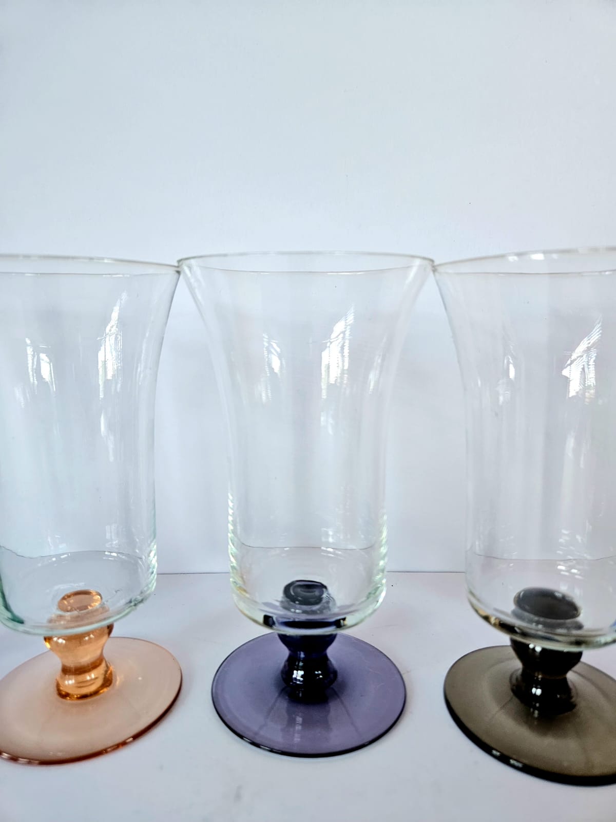 5 x 1940s Harlequin short stem wine/parfait glasses