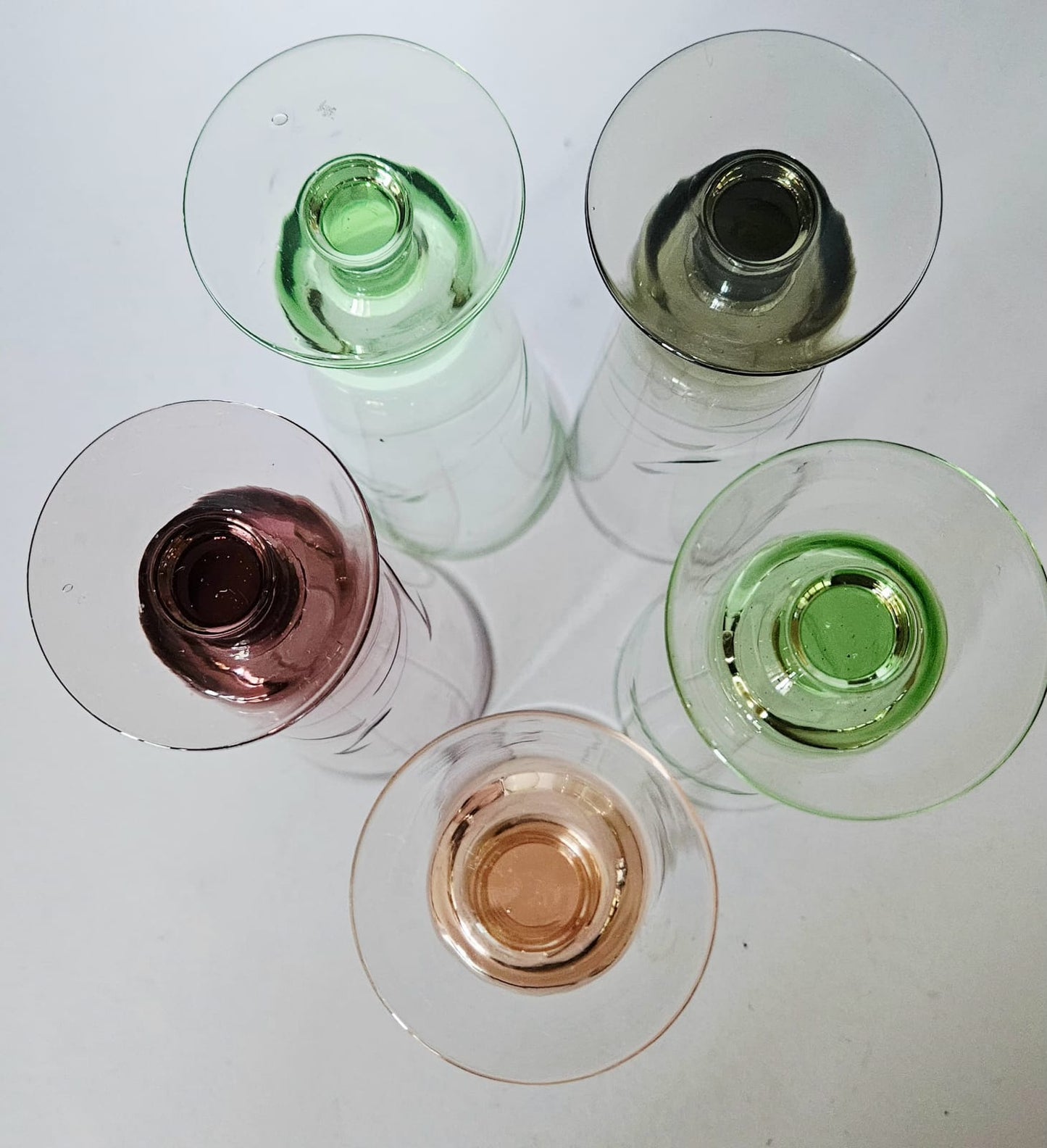 Vintage Harlequin Etched Parfait/Champagne Glasses. Set of 5