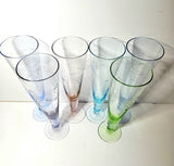 Vintage Charm: 1950s Etched Harlequin Champagne Flutes Set of 6