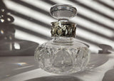 Vintage Atlantis Crystal Perfume Bottle Sterling Silver collar- Signed