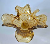 Murano Floriform Bullicante & Gold Leaf Bowl C1950s by Formia Vetri