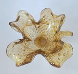 Murano Floriform Bullicante & Gold Leaf Bowl C1950s by Formia Vetri