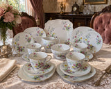 Bell China 'Old Country Spray' 15 pcs Tea Set with 4 spare saucers 1960s