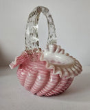 Antique hand Made Victorian Art Glass Basket C.1880