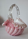 Antique hand Made Victorian Art Glass Basket C.1880